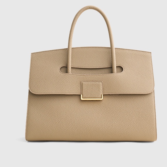 Женская кожаная сумка большой емкости Текстурированная верхняя ручка Tote с золотой пряжкой